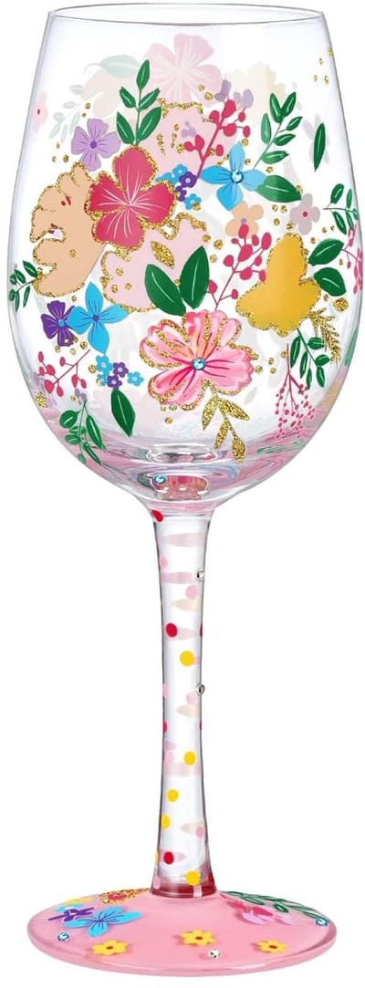 SPHProducts - Hand Geschilderd Wijn Glas - Uniek Verjaardag Cadeau - 15oz Formaat - Gepersonaliseerde Geschenkdoos - Voor Vrouwen - Kleurvol Design