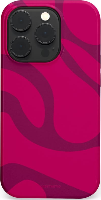 Casetastic hoesje geschikt voor Apple iPhone 14 Pro - MagSafe - Dubbellaagse bescherming - Violet Paarse Golven - Fashion Case - Roze