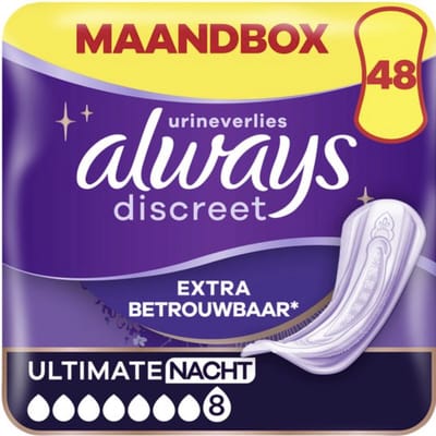 Always Discreet Incontinentieverbanden voor Urineverlies - Maxi Night - 48 Stuks