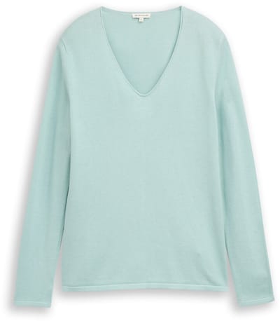 Tom Tailor - Gebreide trui met V-hals - Maat XL - blue haze