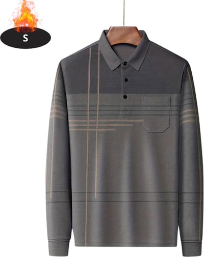 Nivard Poloshirt Heren - T-Shirt Heren - Shirt - Overhemd - Polo Shirt Lange Mouwen - Grijs - S