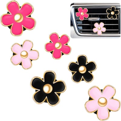 Daity 6-delige - autoluchtverfrisserclips - madeliefjes-autoparfumclips - decoratieve ornamenten voor op het dashboard (3 cm, 3,3 cm)