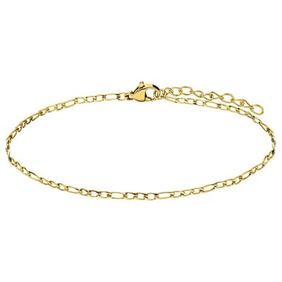 Lucardi Dames Stalen goldplated armband figaro 2mm - Armband - Staal - Goud - 19 cm