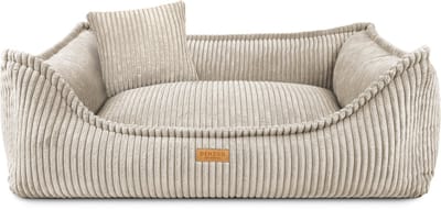 Denzoo Hondenmand Milano | Hondenbed | Hondensofa | Waterafstotend | Afneembare hoes | Orthopedisch Traagschuim | Beige | M (L80xB60xH23cm)