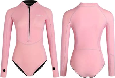 Livano Wetsuit Dames - Swimsuit - Shorty - Surfpak - Duikpak - Lange Mouw - Zwemsuit - Roze - XS