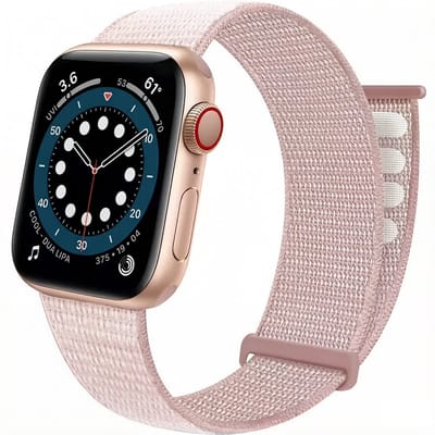 Stravo Nylon Loop Bandje met Klittenband & Verstelbare Sluiting – Geschikt voor Apple Watch 42mm (Series 11/10), 41mm (Series 9/8/7/SE 2), 40mm (Series 6/5/4/SE 1/2/3), 38mm (Series 3/2/1) – Lichtgewicht & Comfortabel – Roze