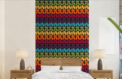 Behang - Fotobehang Haakpatronen - Retro - Regenboog - Breedte 150 cm x hoogte 240 cm