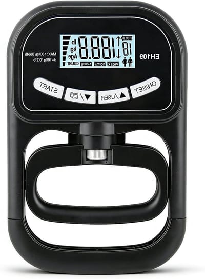 Handkrachtmeter - Grijpkrachtmeter - Kracht Meten - Verstelbare Handgreep - 180 kg - Zwart