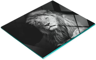 Glazen decoratieve plank met afbeelding van een leeuw voor het serveren van snacks, 60x52 cm