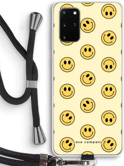 Hoesje met koord geschikt voor Samsung Galaxy S20 Plus hoesje met Koord - Smiley N°2 - Telefoonhoesje met Zwart Koord - Bescherming aan alle Kanten en Over de Schermrand