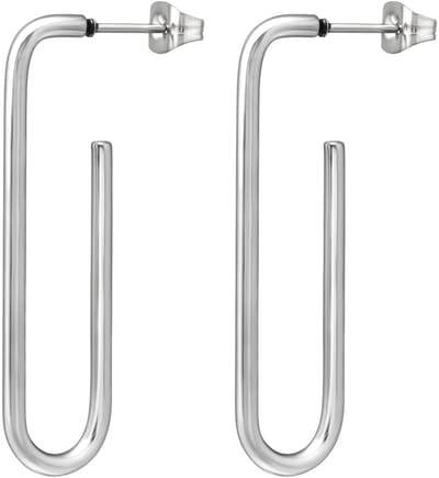 MAXTE Chirurgisch Stalen Rechthoekige Hoop Oorknopjes - Hypoallergeen - Zilver - 10 x 40 mm