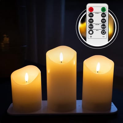 Oplaadbare LED Kaarsen - Nep Kaarsen Set - Sfeerverlichting Creëren - Met Afstandsbediening - 3 Stuks - Wit