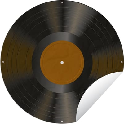 Tuincirkel Vinyl - LP - Platen - Bruin - 60x60 cm - Ronde Tuinposter - Buiten