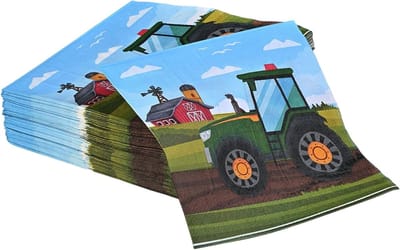 Servettenset met groene tractor voor boerderijfeest en kinderverjaardag - 20-delige tafeldecoratie voor feestelijke tafels