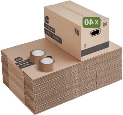 Verhuisdozen - Verpakkingsdozen Opslagdozen - Verhuizen Opslag - Versterkte Handgrepen - 60x30x30 cm - Zwart