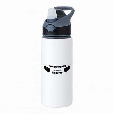 Hacebo® - bonusmoeder van de leukste kinderen waterfles met rietje zwart - Moeder - de leukste bonusmama - Moeder cadeautjes - moederdag - verjaardag - geschenk - kado - water fles - 650ML