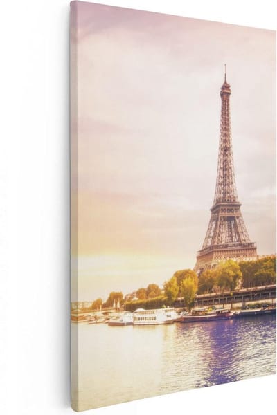 Artaza Canvas Schilderij Eiffeltoren - 20x30 cm - Klein - Wanddecoratie Skyline - Muurdecoratie Frankrijk - Kamer Accessoires