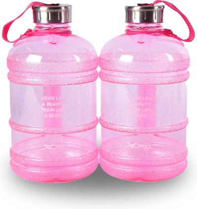 Chique Roze Sportfles Set 1.9L voor Fitness & Sport | BPA-Vrij Waterfles met Handvat en Clipsluiting | Ideaal Cadeau voor Sportieve Vrouwen