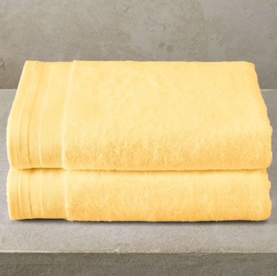 De Witte Lietaer Douchelaken Contessa Butter Yellow - Set 2 stuks - 70 x 140 cm - Geel - Katoen