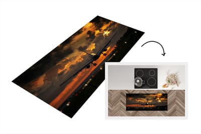 Keukenloper - Loper keuken - Landend vliegtuig voor lucht - 120x50 cm - Keukenloper vinyl