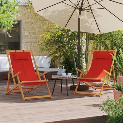 vidaXL - Opklapbare - stoelen, - 2 - stuks, - rode - stof