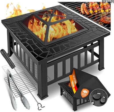 Multifunctionele Vuurplaats met Grillrooster - 3-in-1 Vuurschaal voor Tuin en Terras