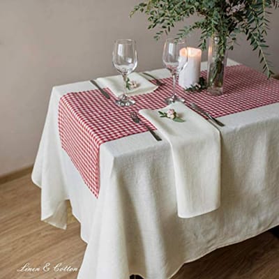 Linnen & Katoen Tafelkleed 140 x 350 cm - Wasbaar Tafellaken voor Keuken en Eettafel