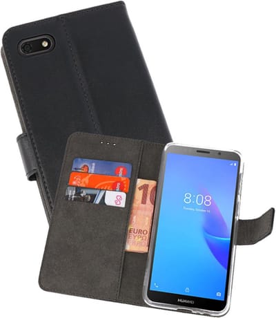 Booktype Telefoonhoesjes - Bookcase Hoesje - Wallet Case - Geschikt voor Huawei Y5 Lite 2018 - Zwart