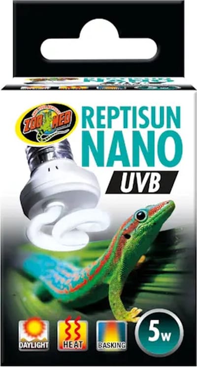Zoo Med ReptiSun Nano UVB 5W compacte UVB lamp voor nano terraria en kleine reptielen en amfibieën