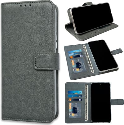 HB Hoesje Geschikt voor Samsung Galaxy S20 FE - Grijs - Portemonnee Book Case - Pasjeshouder en Magneetlipje