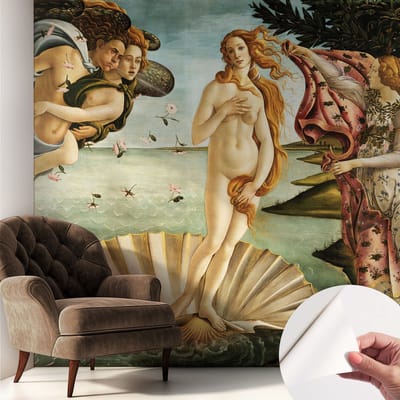 Coloray Zelfklevend Behang - De geboorte van Venus Zelfklevend fotobehang - 250x250 cm - Zwart Zelfklevend Behang - Voor de woonkamer, slaapkamer en kantoor - Peel-and-stick techniek - Stickerbehang op rol