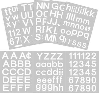 202 stuks letters en cijfers, zelfklevend, van vinyl, nummerstickers voor brievenbus, raam, deur, huis, adres (wit, 1/2 inch)