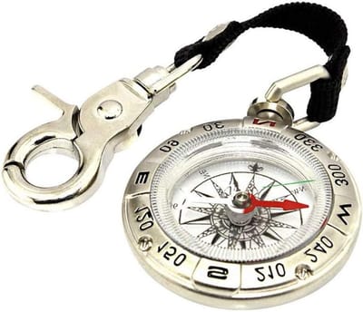 Navigatie Kompas - Outdoor Gids - Kamperen Wandelen - Metaal Hanggesp - 50 mm Diameter - Zilverwit