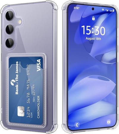 Backcover met Pashouder – Geschikt voor Samsung Galaxy S24 Plus & S25 Plus – Transparant – Anti Shock Siliconen Hoesje