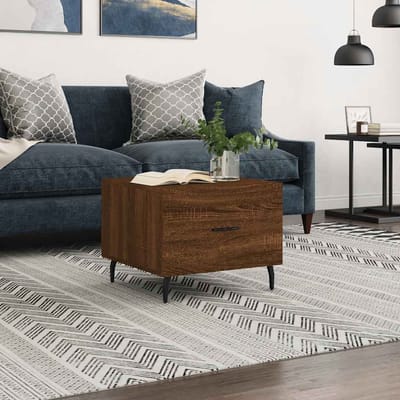 vidaXL - Salontafel - 50x50x40 - cm - bewerkt - hout - bruin - eikenkleur
