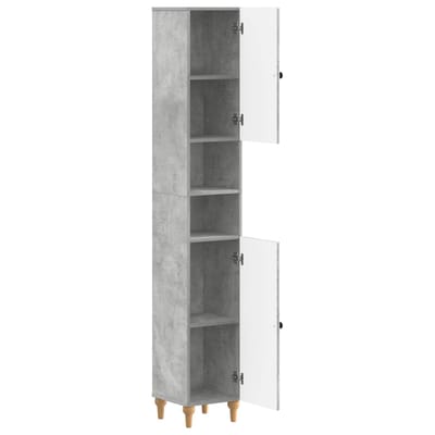 vidaXL - Badkamerkast - met - Open - Plank - ALKMAAR - Betongrijs - 30 - x - 31 - x - 190 - cm