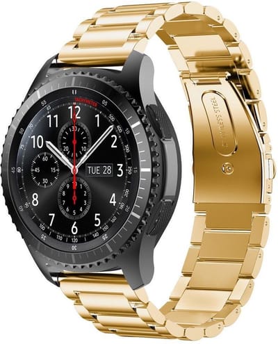 KELERINO. Metalen Schakel Bandje geschikt voor Samsung Galaxy Watch 46mm - Met Inkorter - Goud