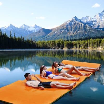 Waterhangmat - Zwemmat Drijvend - Watersport Ontspanning - Voor 4-6 Personen - 350x183cm - Oranje