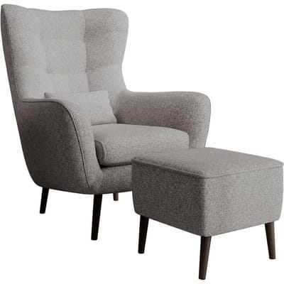 Fauteuil met hocker Verdiro bouclé | NADUVI Collection