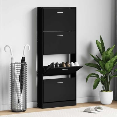 vidaXL - Schoenenkast - 59x17x150 - cm - bewerkt - hout - zwart