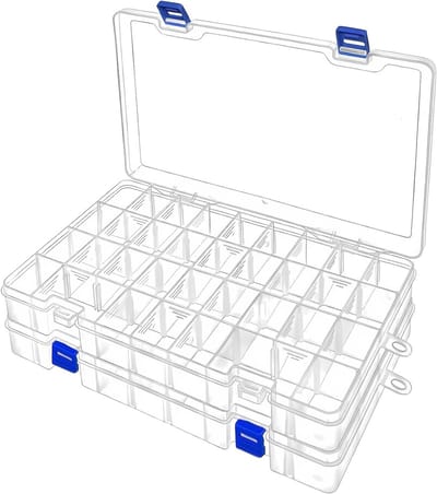 Plastic Opbergdozen met 34 Compartimenten - Sorteerdozen voor Kleine Onderdelen, Sieraden en Parels - Set van 2 Stuks
