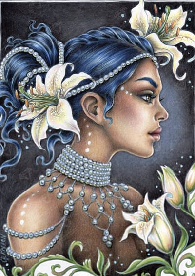 TOPMO - Lelie prinses - Diamond painting- HQ Diamond Painting pakket - VOLLEDIG dekkend - Diamant Schilderen - voor Volwassenen – ROND- 40X50CM