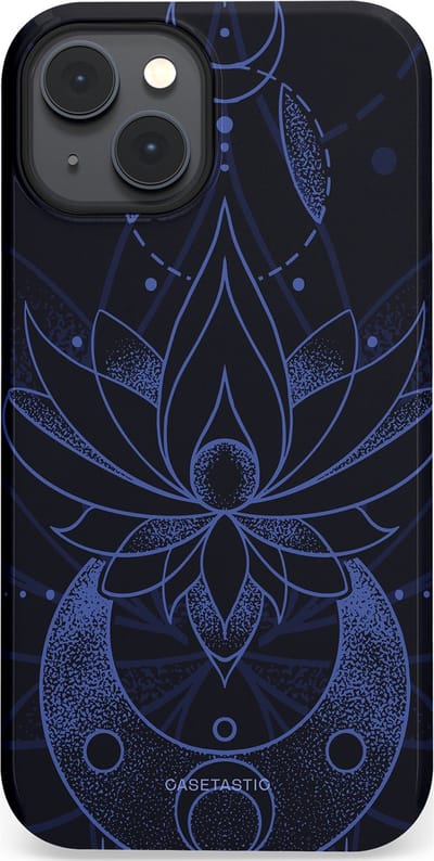 Casetastic Hoesje Geschikt voor Apple iPhone 14 Plus Magsafe - Stijlvolle Beschermende Duo-layer Case - Lotus Nacht