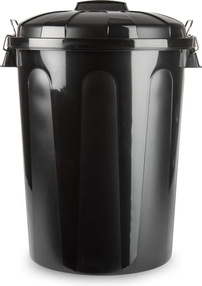 Plasticforte afvalemmer/vuilnisemmer - kunststof - zwart - 70 liter - met deksel - 47 x 52 x 67 cm