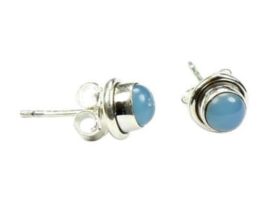 Zilveren knop oorbellen Chalcedoon 925 zilver