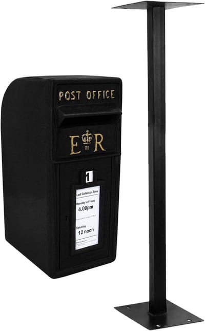Brievenbus met standaard - Postbus vloer - Buitenpost ontvangen - Afsluitbaar met sleutels - 162H x 37D cm - Zwart