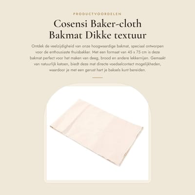 Dailygoods- Bakker-doek 47 x 75 cm - Hoge kwaliteit - Katoenen doek - Herbruikbaar - Voorkomt vochtverlies - Perfect voor fotoshoots - Bakmat