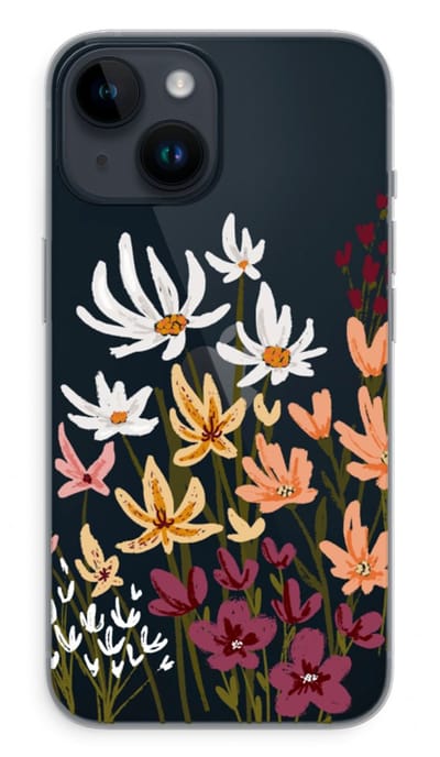 Case Company® - Hoesje geschikt voor iPhone 14 hoesje - Painted wildflowers - Soft Cover Telefoonhoesje - Bescherming aan alle Kanten en Schermrand