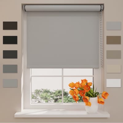 DTCH® Rolgordijn Verduisterend - Easy Match - Steel Grey - 40 x 190 cm - Rolgordijn zonder boren - Maten van 40 t/m 240 cm breed