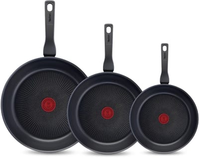 Tefal XL Force Pannenset - Koekenpannen - Ø24/28/32cm - Niet Geschikt voor Inductie - Aluminium - Zwart